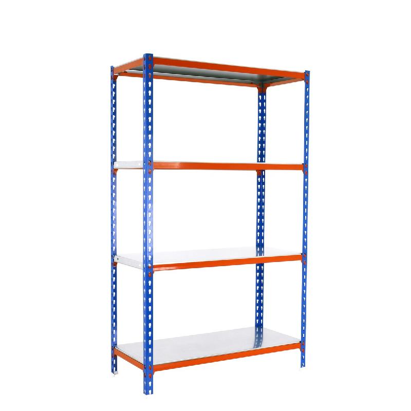 SimonRack Rayonnage métallique, 1500x900x300 mm, 4 niveaux, tablette métallique, 180 kg au point de flexion, Bleu/Orange/Galvanisé – Simonclick – m - Image 1