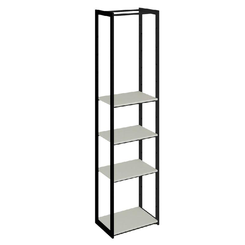 Structure Cage noir 60x40x240cm 4 tablettes blanc mat 1