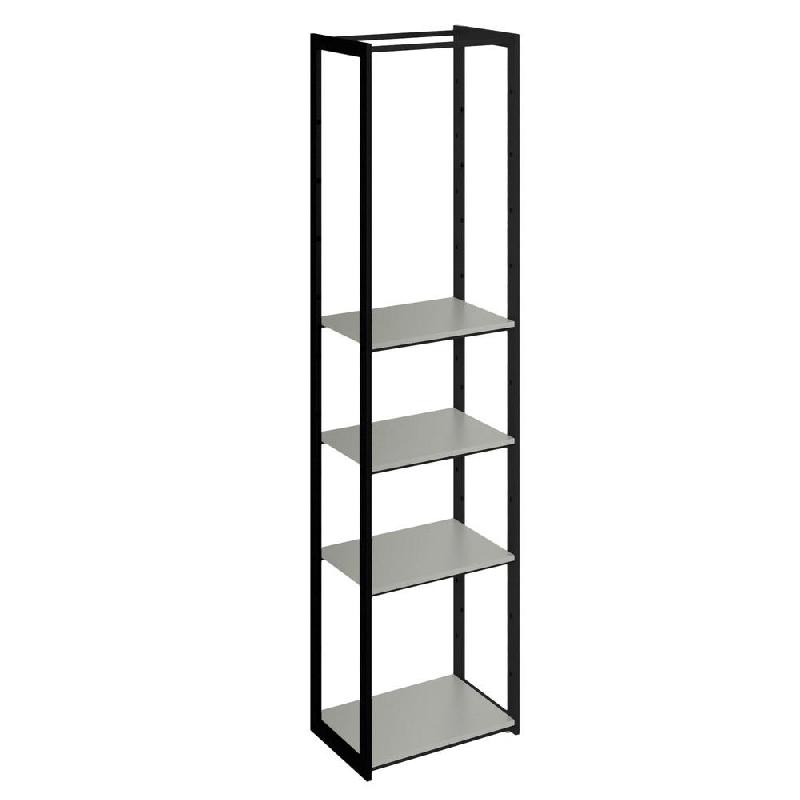 Structure Cage noir 60x40x240cm 4 tablettes gris alu 1