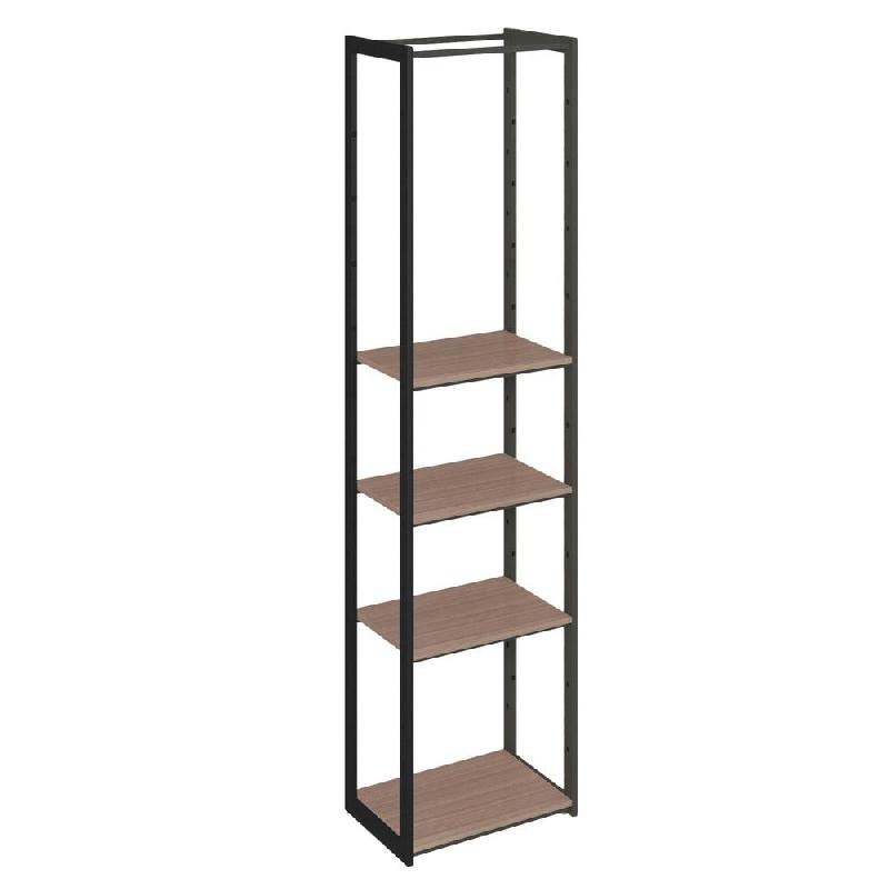 Structure Cage noir 60x40x240cm 4 tablettes noyer 1