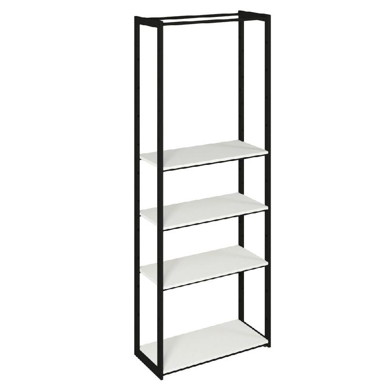 Structure Cage noir 90x40x240cm 4 tablettes blanc 1