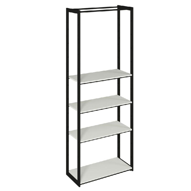 Structure Cage noir 90x40x240cm 4 tablettes blanc mat 1