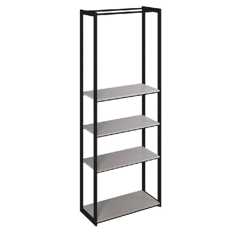 Structure Cage noir 90x40x240cm 4 tablettes gris alu 1