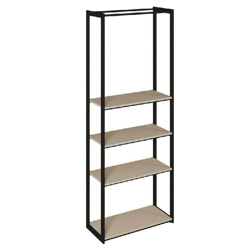 Structure Cage noir 90x40x240cm 4 tablettes taupe 1