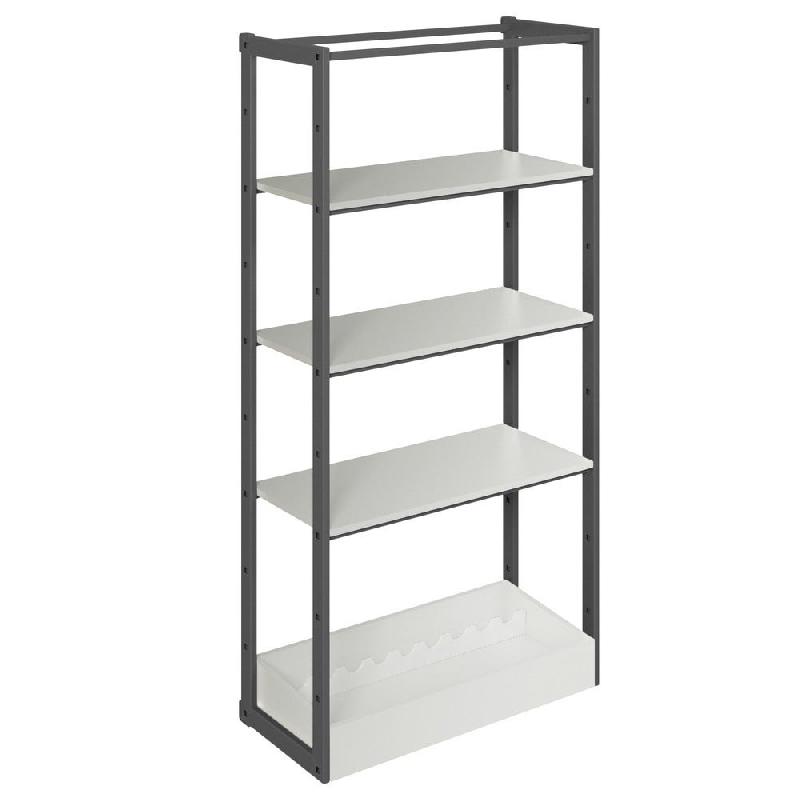 Structure Cage noir suspendue 90x40x180cm 3 tablettes et bac gris alu - Image 1