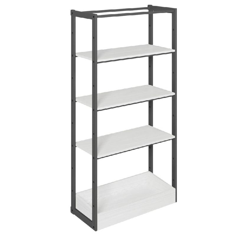 Structure Cage noir suspendue 90x40x180cm 3 tablettes et bac noyer clair - Image 1
