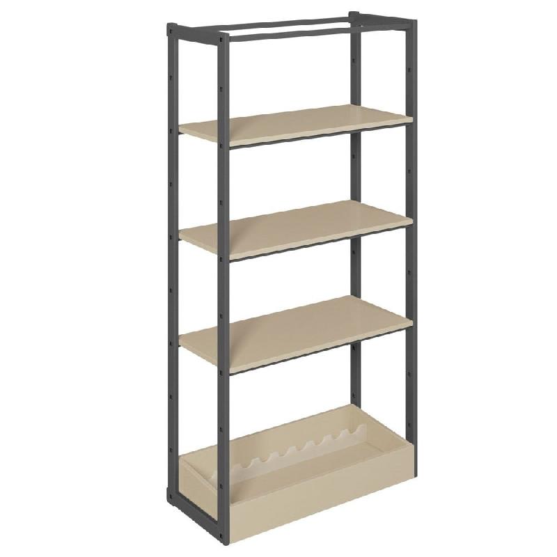 Structure Cage noir suspendue 90x40x180cm 3 tablettes et bac taupe - Image 1