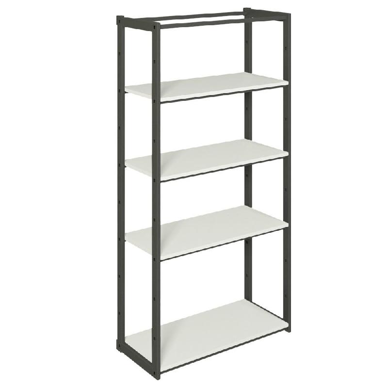 Structure Cage noir suspendue 90x40x180cm 4 tablettes blanc mat - Image 1