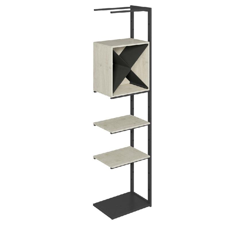 Suite structure Cage noir base métal 58x40x240cm 2 tabl et cube érable - Image 1