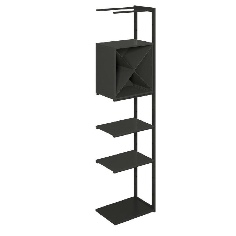 Suite structure Cage noir base métal 58x40x240cm 2 tabl et cube noir - Image 1