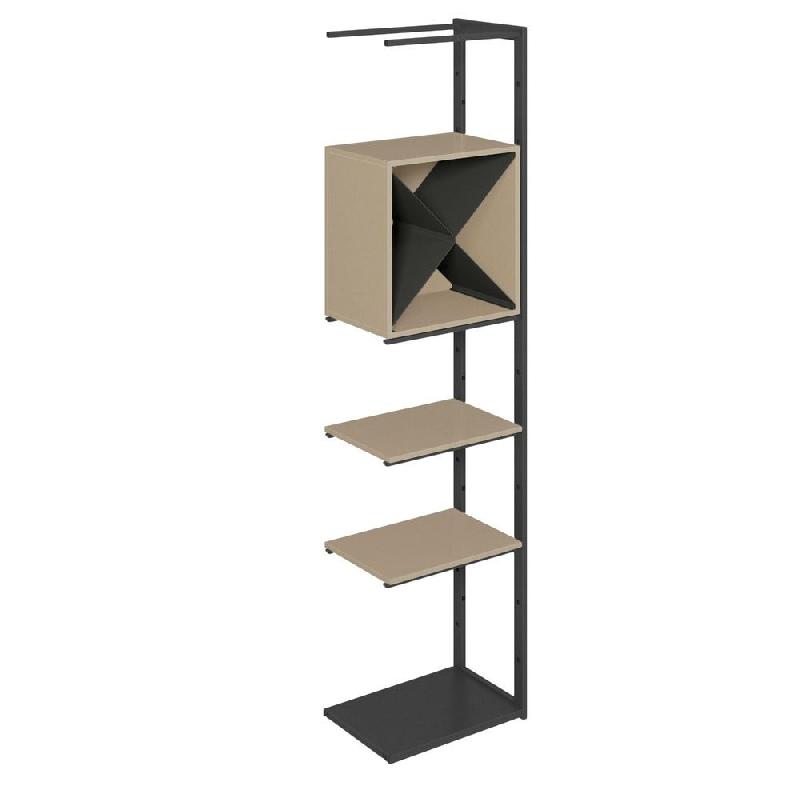 Suite structure Cage noir base métal 58x40x240cm 2 tabl et cube taupe - Image 1