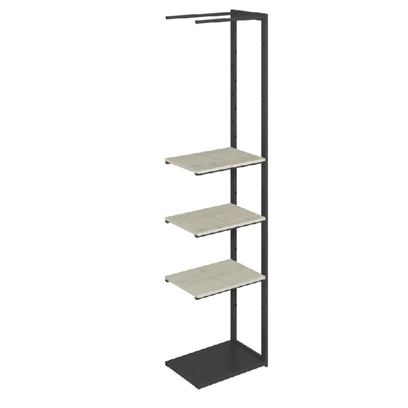 Suite structure Cage noir base métal 58x40x240cm 3 tablettes érable - Image 1