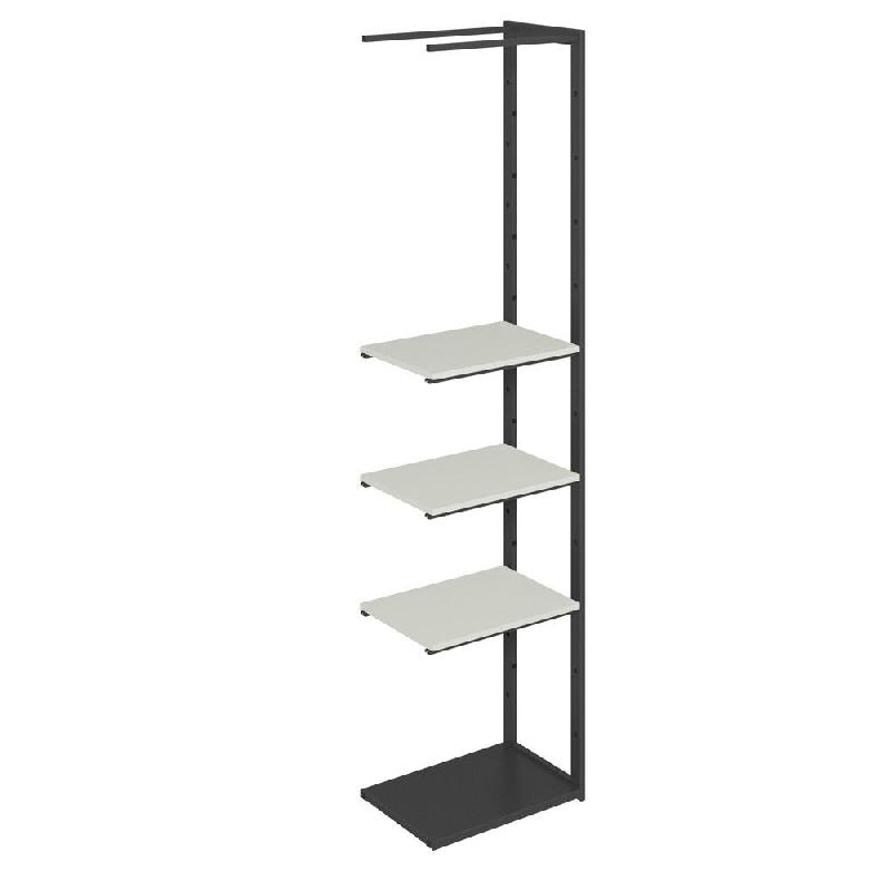 Suite structure Cage noir base métal 58x40x240cm 3 tablettes blanc mat - Image 1