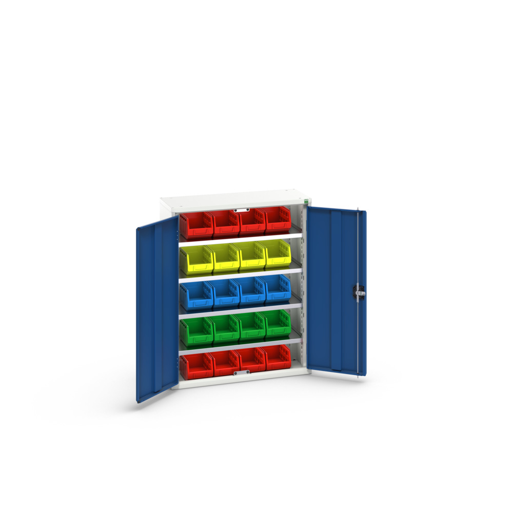 Armoire à bacs verso – 4 tablettes, 20 bacs – 800x350x1000 mm – RAL 7035/5010 – 16926400.11 2