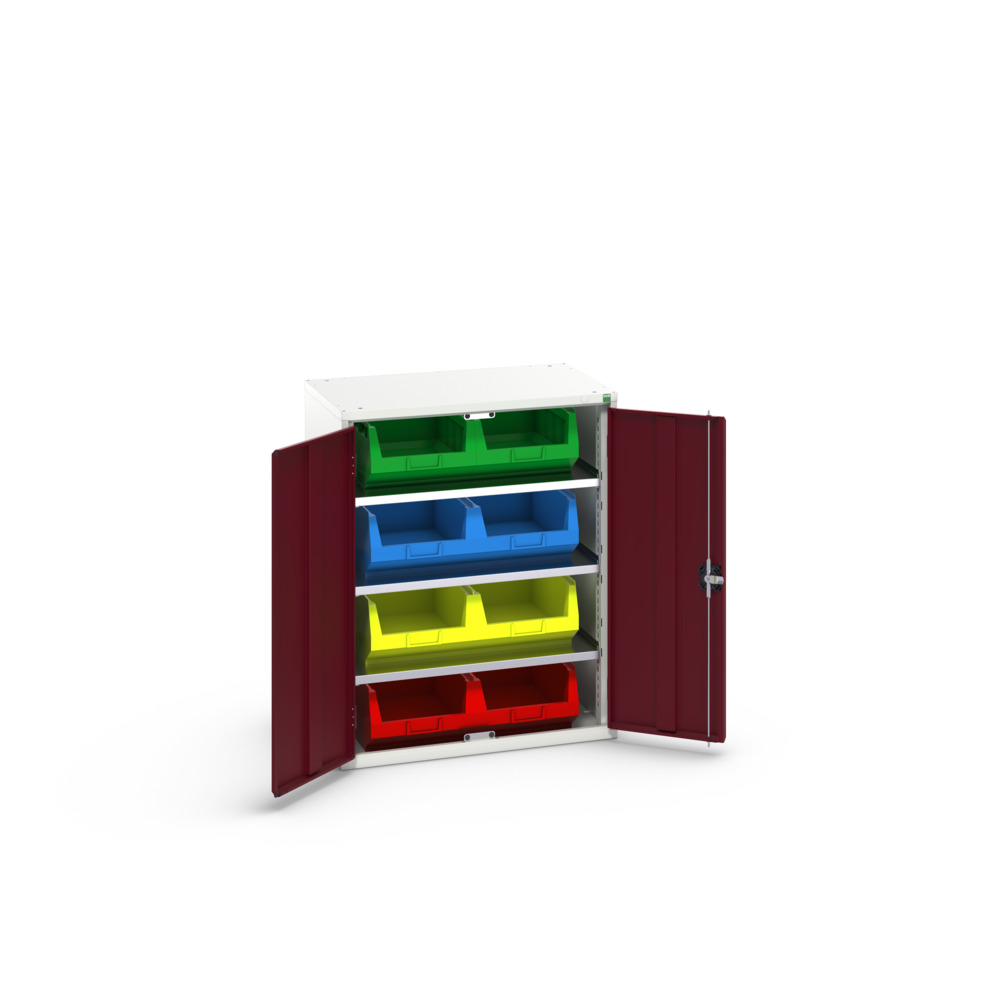 Armoire à bacs verso – 3 tablettes, 8 bacs – 800x550x1000 mm – RAL 7035 / RAL 3004 2