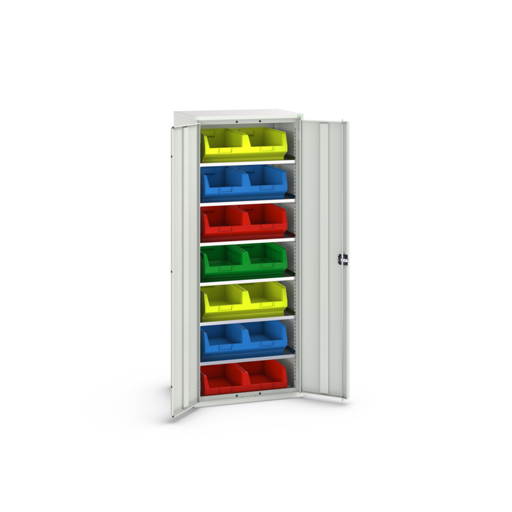 Armoire à bacs verso – 6 tablettes, 14 bacs N°5 – 800x550x2000 mm – RAL 7035 2