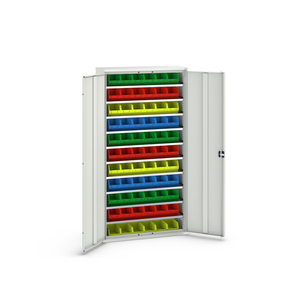 Armoire à bacs verso – 10 tablettes, 66 bacs N°3 – 1050x350x2000 mm – RAL 7035 2