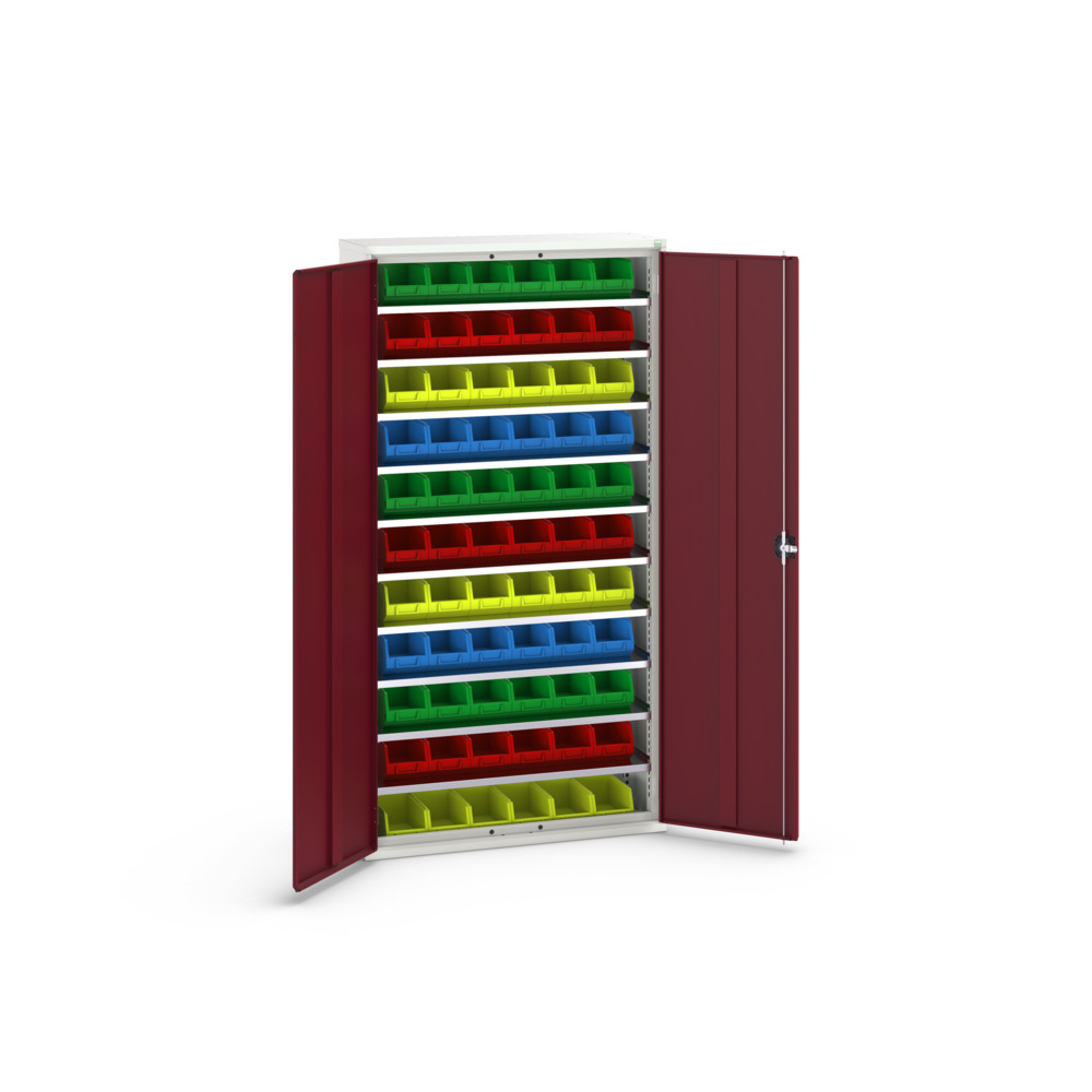 Armoire à bacs verso – 66 bacs et 10 tablettes – 1050x350x2000 mm – RAL 7035/3004 – 16926501.24 2