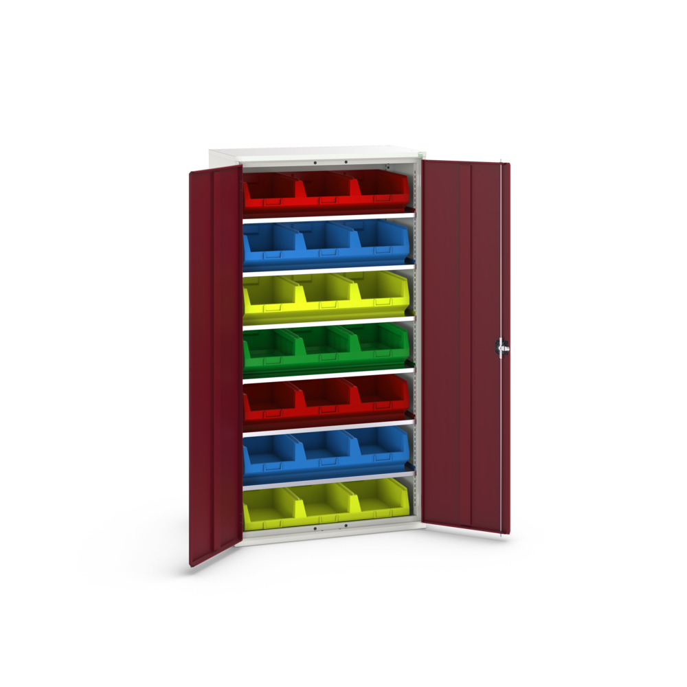 Armoire à bacs verso – 6 tablettes et 21 bacs – 1050x550x2000 mm – RAL 7035/3004 – 16926551.24 2