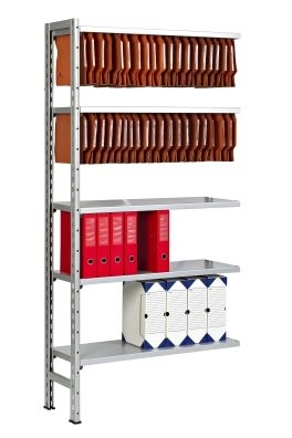Rayonnage pour archives SIMPLEX – 5 étagères, 60 kg/tablette, aluminium 1