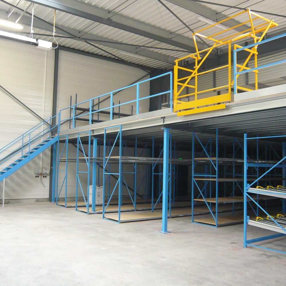 Mezzanine industrielle et de stockage sur mesure – Fabrication française – Capacité jusqu&rsquo;à 1 T/m² – Portée jusqu&rsquo;à 8 ml 1