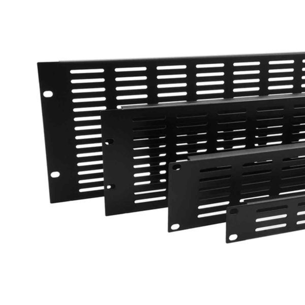 Panneau en acier rackable 1U avec des fentes – Penn Elcom – noir – 0,28 kg - Image 1