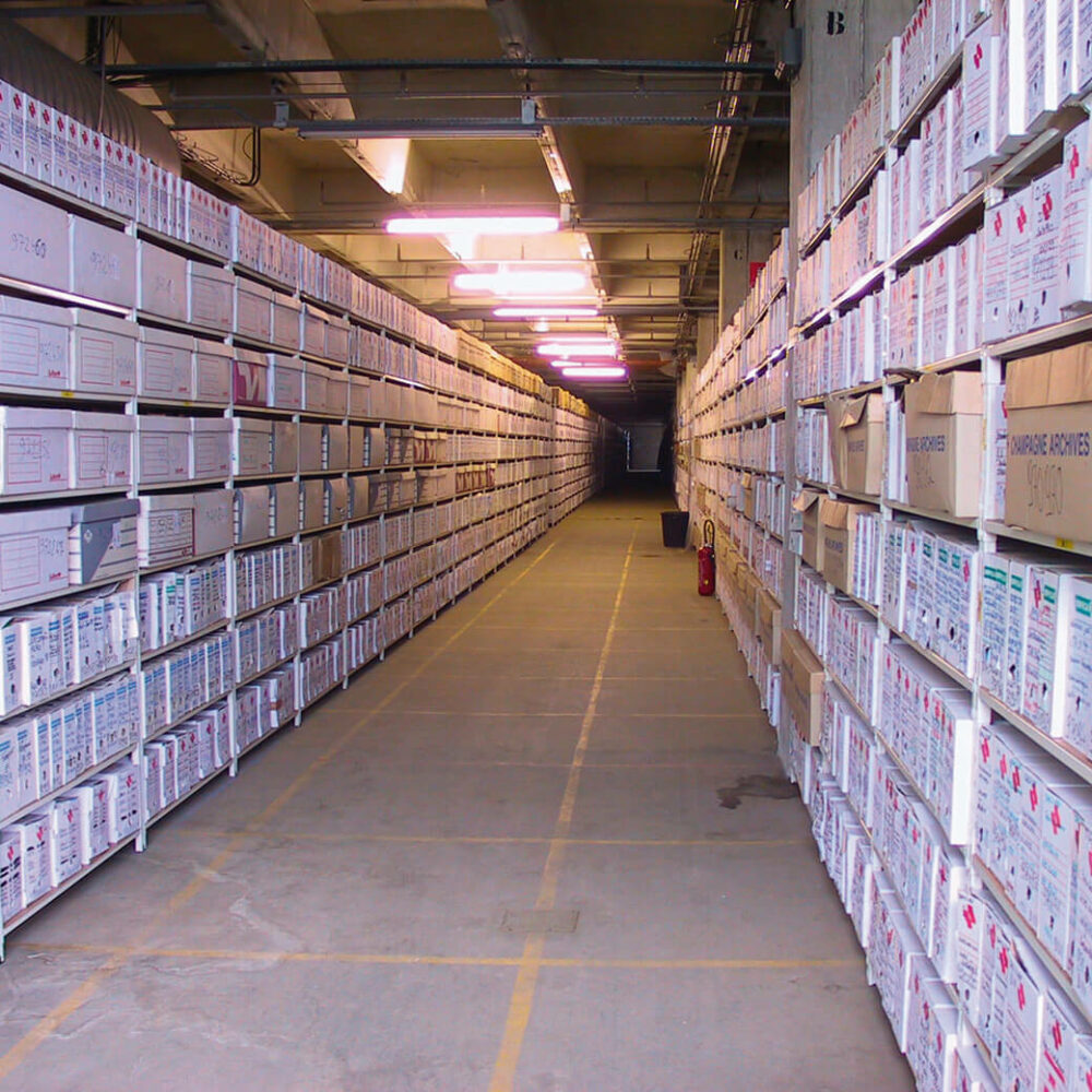Rayonnage boites d’archives tubulaire fixe – fabriqué en France – hauteur 1500 à 2200 mm 1