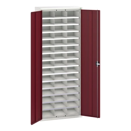 Armoire à cases VERSO – Hauteur 2000 mm, 45 ou 60 cases, 14 tablettes, châssis acier – Armoire d&rsquo;atelier à bacs 4