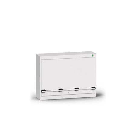 Armoire murale à bacs CUBIO – Hauteur 600 mm, porte relevable, fixation murale, châssis acier, fond à encoches 3