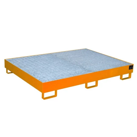 Bac de rétention en acier sous rayonnage – Modèle RW avec ou sans caillebotis – Capacité 240 à 1162 L – Longueur 1800 à 3600 mm 3