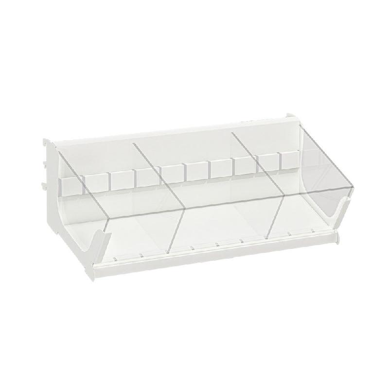 Bac soldeur blanc – L72xP30xH20cm – 3 compartiments – acier robuste avec 4 séparateurs en verre - Image 1
