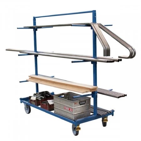 Chariot de stockage cantilever mobile – Rayonnage double face – Bras réglables – Charge max. 400 kg – Réf. 19.2521.01 2