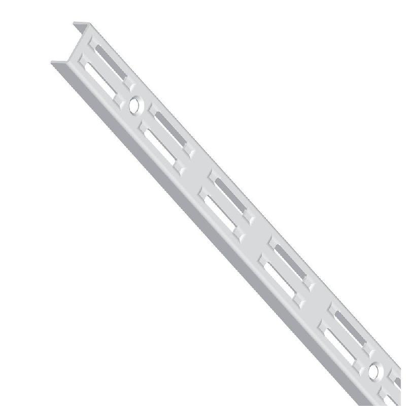 Crémaillère double L200cm Blanc – par 2 – Acier, Fixation facile, Modulation agencement - Image 1