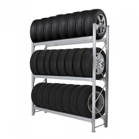 Rack à pneus charges lourdes simple face – Rayonnage métallique 3 ou 4 niveaux, 320 kg par niveau, acier galvanisé anti-corrosion 2