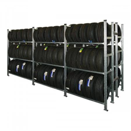 Rack à pneus mi-lourd double face – Rayonnage galvanisé 3 ou 4 niveaux – Charge 160 kg/niveau 1
