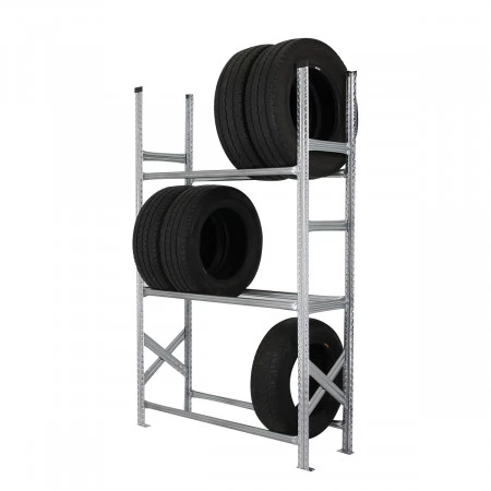 Rack à pneus mi-lourd simple face – Rayonnage métallique 3 ou 4 niveaux – Hauteur 1972 ou 3028 mm – Acier galvanisé 1