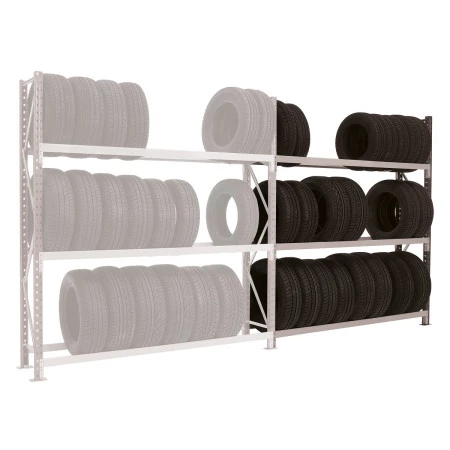 Rack à pneus PL – Simple profondeur 500 mm, hauteur 2000 mm, 2 niveaux, charge 4500 kg 3