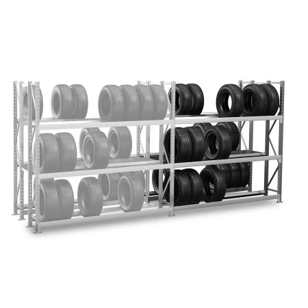 Rack à pneus VL – Double profondeur 2×400 mm – Hauteur 2000 mm – 3 niveaux – Capacité 1800 kg 3