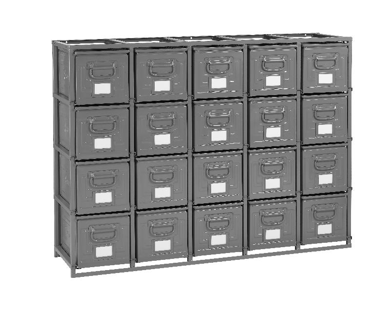 Rack de rangement avec 20 caisses métalliques 40.5 litres – 2702747 1