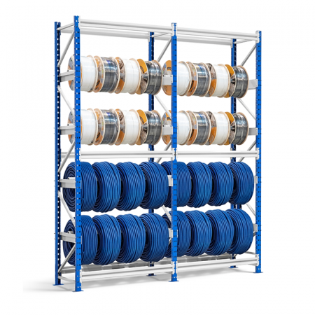Rack de stockage porte-bobines – Rayonnage pour bobines de câbles et fils – Hauteur 2000/2400 mm – Charge jusqu&rsquo;à 300 kg 1