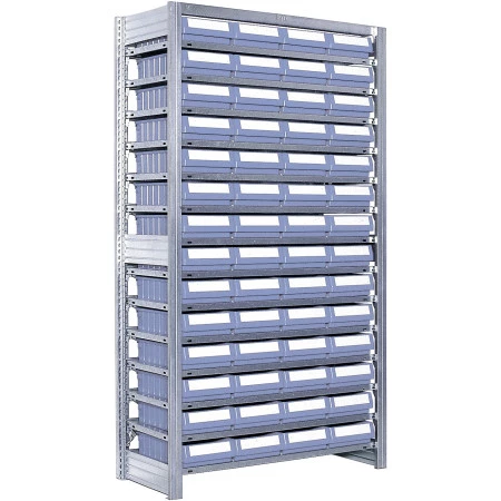 Rayonnage à tablettes équipés de bacs RK – 40 bacs – 1850 mm de haut – Charge 70 kg/niveau 2