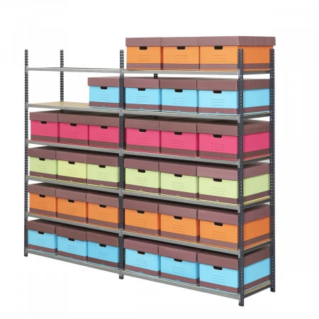 Rayonnage archive tubulaire métallique – Profondeur 350 et 700 mm – Modulable – Kits Départ et Suivant 4