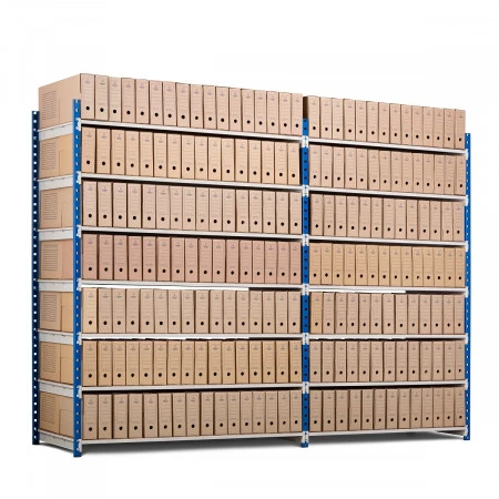 Rayonnage archives double accès – 2 m de haut, 680 mm de profondeur – Jusqu&rsquo;à 224 boîtes par module 1