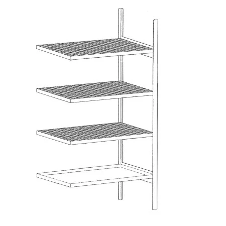 Rayonnage de rétention en acier galvanisé – 4 niveaux pour petits récipients – Capacité 120 L – 150 kg/niveau 2