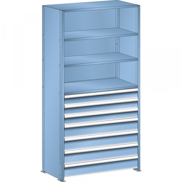Rayonnage industriel 1000x500x2000mm 160kg avec 4 rayons et 7 tiroirs 3