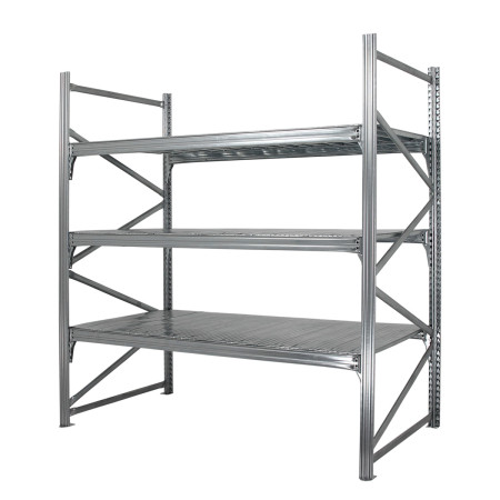 Rayonnage industriel mi-lourd galvanisé – Hauteur 3000 mm – Charge 720 kg/niveau – KIT Départ ou Suivant 1