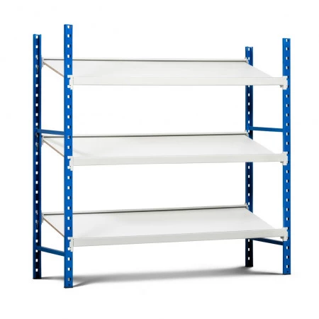 Rayonnage picking à tablettes inclinées – 3 ou 4 niveaux – Hauteur 1200 mm ou 1600 mm – Longueur 1 m ou 1.25 m 1