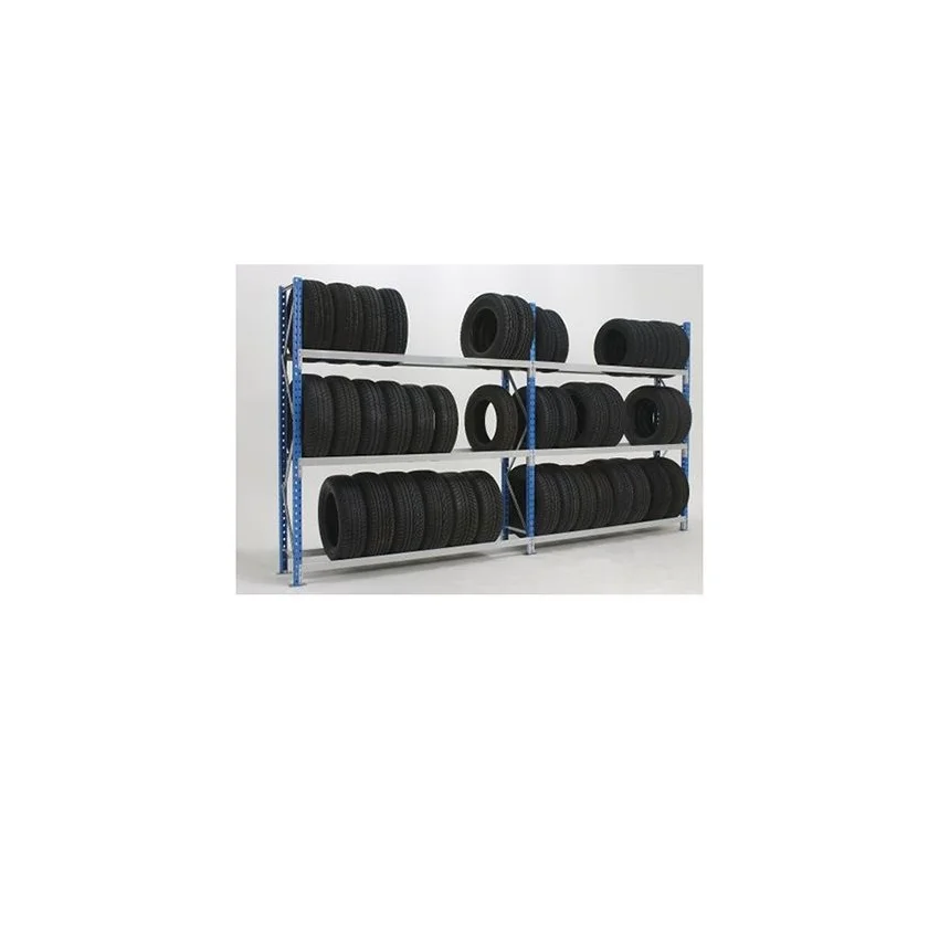 Rayonnage porte pneus véhicules légers – mi-lourd, capacité 450 kg, lisses inclinées 1