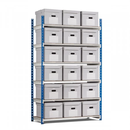 Rayonnage pour caisses archives – 6 niveaux – Hauteur 2000 mm – Charge 152 kg/niveau – Finition peinte 1