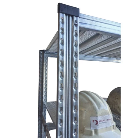 Rayonnage vestiaire professionnel – 3 niveaux tablettes et 1 penderie – Acier galvanisé – 1972 mm – 450 kg/niveau 2